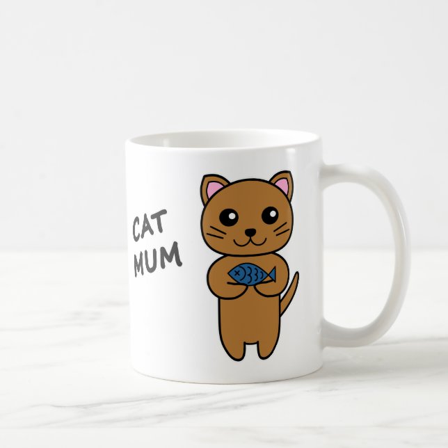 Caneca De Café Tampão de café personalizado com MÃE CAT (Direita)