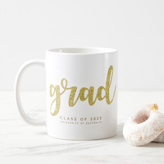 Caneca De Café Tampão de Formando Dourada simples (Com Donut)