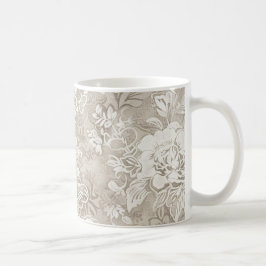 Caneca De Café Tan e Cream Floral