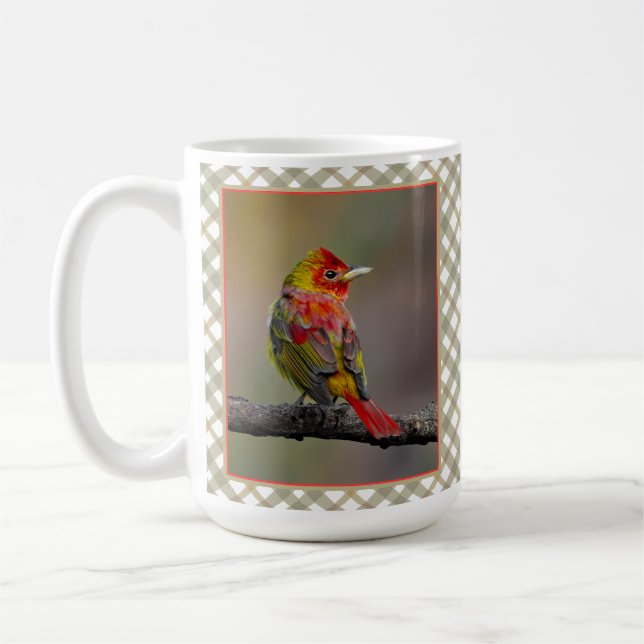 Caneca De Café Tanager Escarlate em Muda - Fotografia Original (Esquerda)