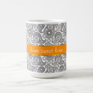 Caneca De Café Tangerine Black Paisley