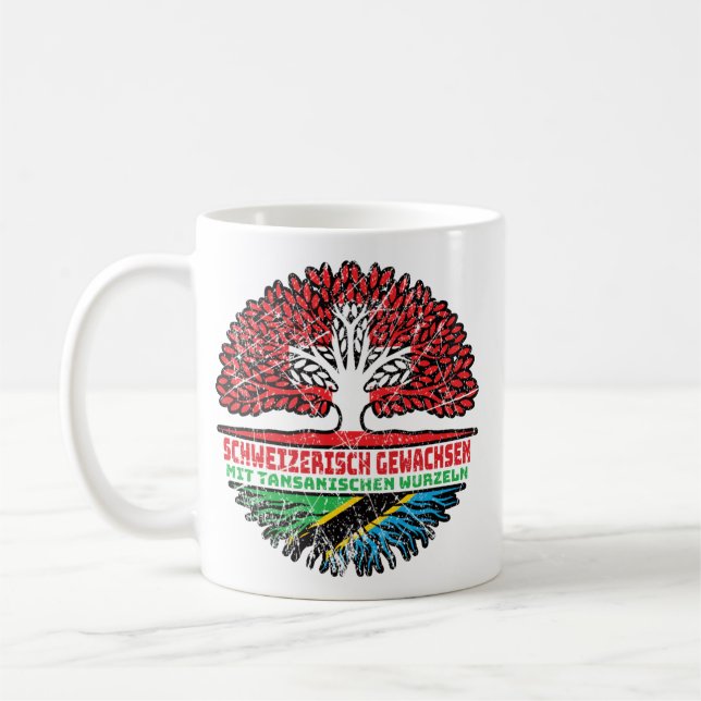 Caneca De Café Tansania Tansanisch Schweizer Schweiz Baum Wurzel (Esquerda)