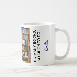 Caneca De Café Tantos livros Citam Amantes de Livros, Nome Person