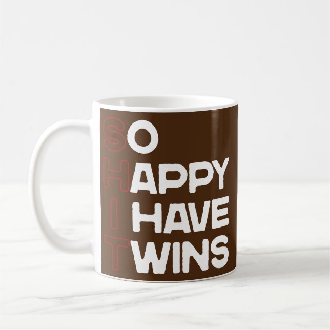 Caneca De Café Tão feliz que tenho gêmeos engraçados, mãe pai pai (Esquerda)