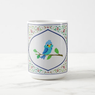 Caneca De Café Tapeçaria de Pássaro Azul Fofo