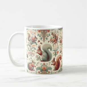 Caneca De Café Tapeçaria do Esquilo da Floresta Vitoriana