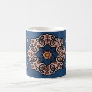 Caneca De Café Tapete com Padrão Persa Turco Azul Oriental