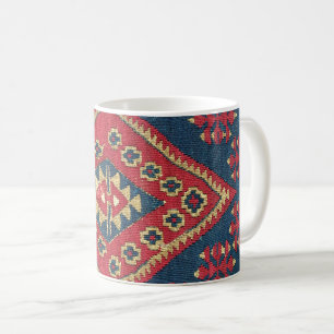 Caneca De Café Tapete Turco Kilim Tapete Antigo Vermelho Azul