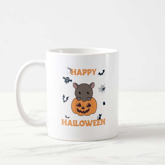 Caneca De Café Tapir No Feliz Dia Das Bruxas De Pumpkin Cute Tapi (Esquerda)