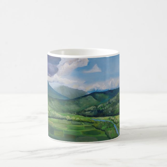 Caneca De Café Taro Fields Hanalei Hawaii Oil Painting (Centro)