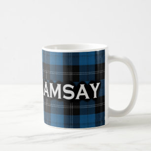 Caneca De Café Tartan azul da caça de Ramsay do clã escocês