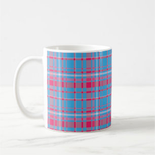 Caneca De Café Tartan azul e vermelho