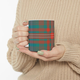 Caneca De Café Tartan Clan Wilson Xadrez Orange Turquoise