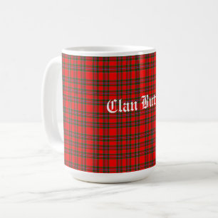 Caneca De Café Tartan da Manteiga do Clã e Texto Personalizado