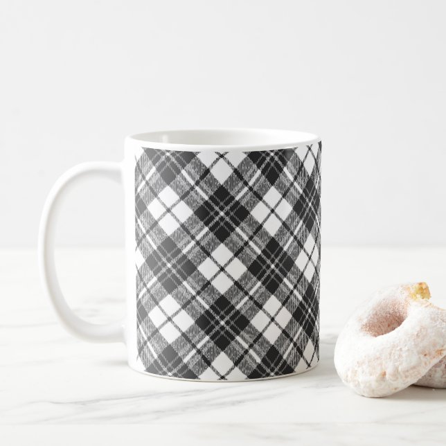 Caneca De Café Tartan festas de Natal preto (Com Donut)
