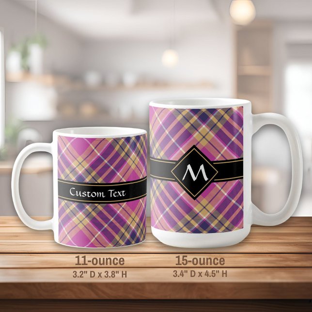 Caneca De Café Tartan rosa, Dourado e azul (Criador carregado)
