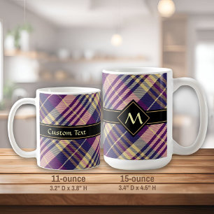 Caneca De Café Tartan roxo, Dourado e azul