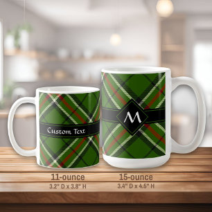Caneca De Café Tartan Verde, Preto, Vermelho e Branco