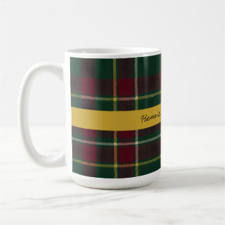 Caneca De Café Tartan Xadrez Escuro Personalizado com Citação | E