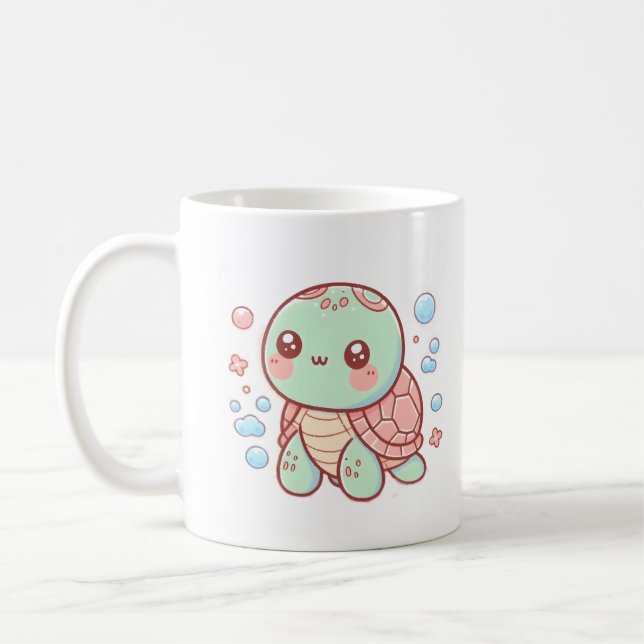 Caneca De Café Tartaruga Adorável com Víblias Oceânicas (Esquerda)