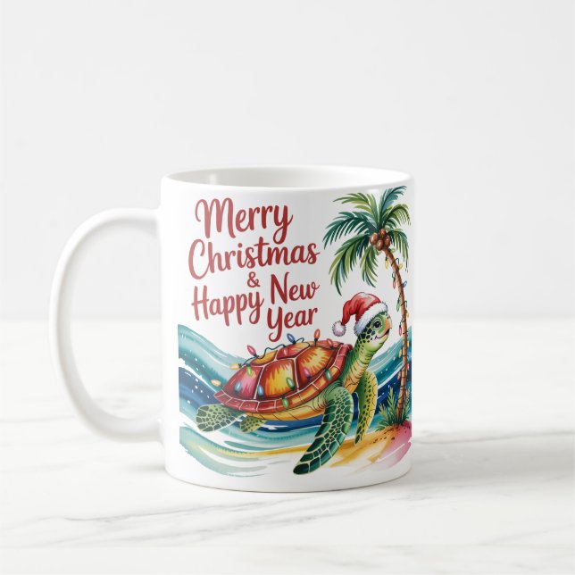 Caneca De Café Tartaruga de Natal no Paraíso (Esquerda)