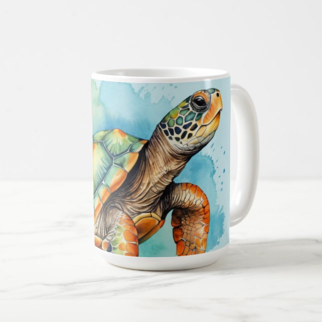 Caneca De Café Tartaruga de Pintura Cura (Frente Esquerda)