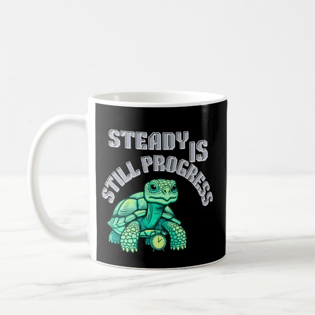 Caneca De Café Tartaruga de Progresso Constante | Lembrete Suave (Esquerda)
