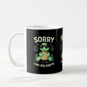 Caneca De Café Tartaruga Divertida Desculpe-me pelo Atraso com Es