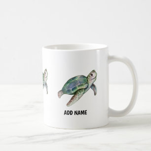 Caneca De Café Tartaruga-do-mar-do-mar-do-mar Aquarela Oceânica V