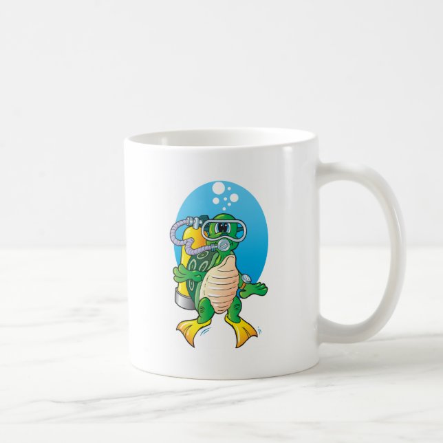 Caneca De Café Tartaruga do mergulhador dos desenhos animados (Direita)