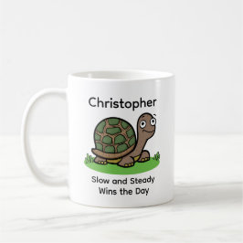 Caneca De Café Tartaruga Engraçada Lenta e Constante Nome Persona