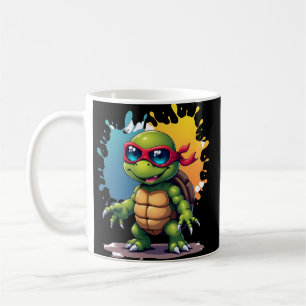 Caneca De Café Tartaruga Fofa Usando Óculos de Sol Tinta Espalha