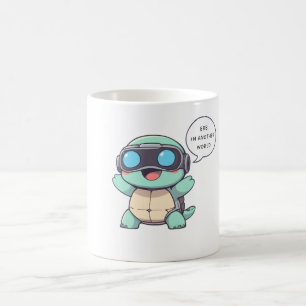 Caneca De Café Tartaruga Gamer de VR "BRB Em Outro Mundo" Kawaii 