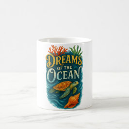 Caneca De Café Tartaruga Marinha e Arte de Coral