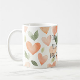 Caneca De Café Tartaruga Marinha Sonhos Corações Pêssego