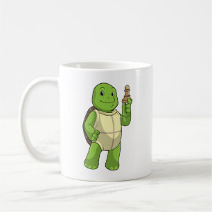 Caneca De Café Tartaruga No Xadrez Com Peão De Xadrez