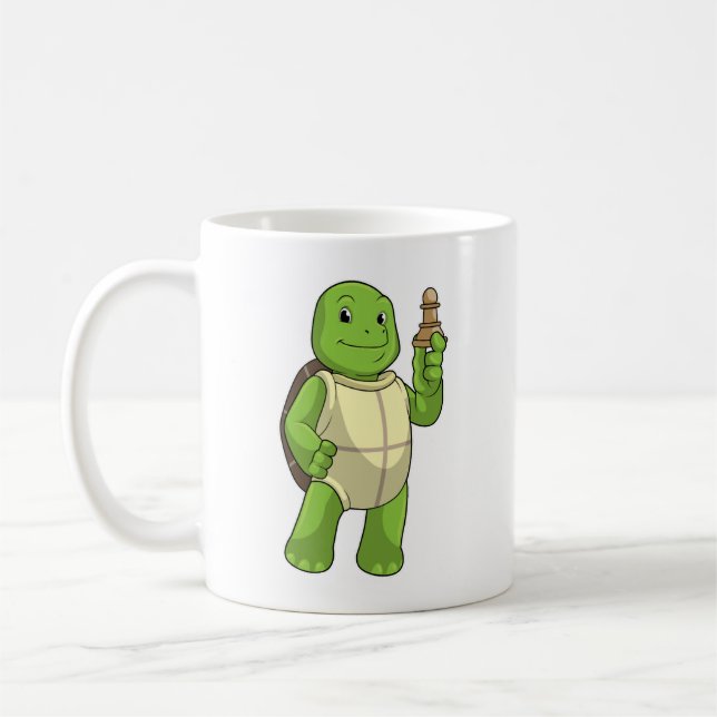 Caneca De Café Tartaruga No Xadrez Com Peão De Xadrez (Esquerda)