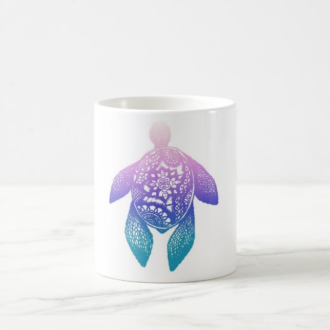 Caneca De Café Tartaruga roxa da mandala (Centro)