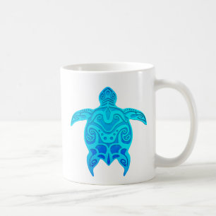 Caneca De Café Tartaruga tribal azul
