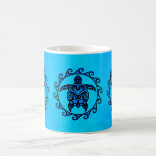 Caneca De Café Tartaruga tribal azul Sun