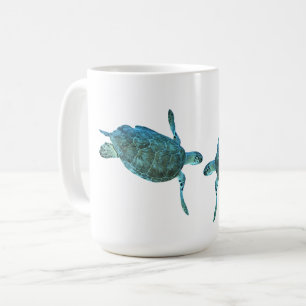 Caneca De Café Tartarugas Marinhas Azul Turquesa Oceano Praia Ele
