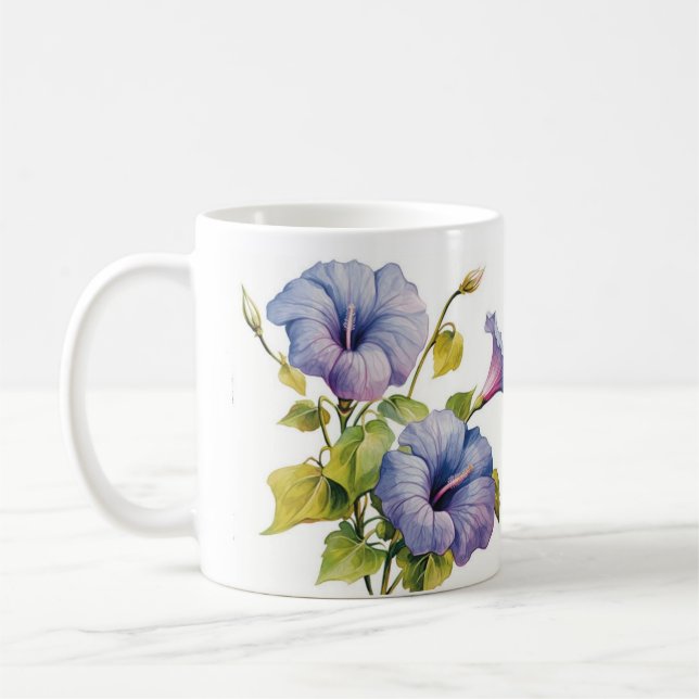 Caneca De Café Tasse blanche fleurs gloires du matin mauve (Esquerda)