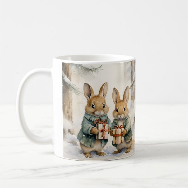 Caneca De Café Tasse de Noël illustrée de jolis lapins (Esquerda)