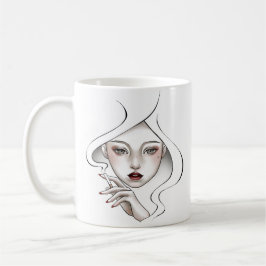 Caneca De Café Tasse fille enfumée blanche minimal