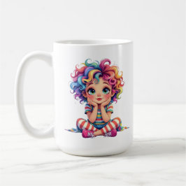 Caneca De Café Tasse Fillette espiègle aux cheveux multic