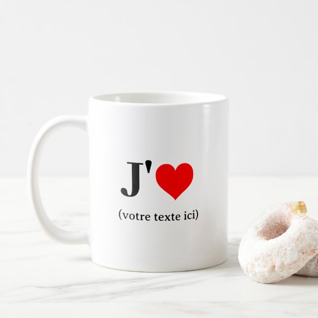 Caneca De Café Tasse J'aime (votre texte ici) (Com Donut)
