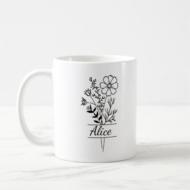 Caneca De Café Tasse personnalisée Prénom et fleurs (Esquerda)