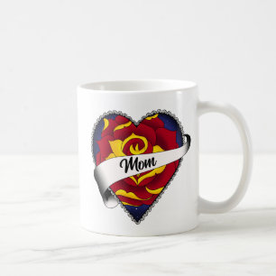 Caneca De Café Tatuagem da Mãe do Coração rosa
