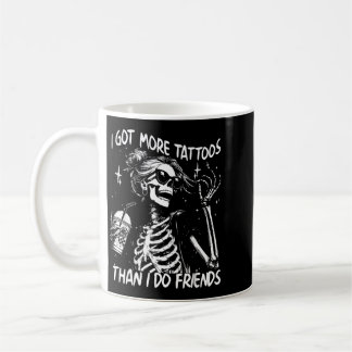 Caneca De Café Tatuagem de Esqueleto Tenho Mais Tatuagens do Que 