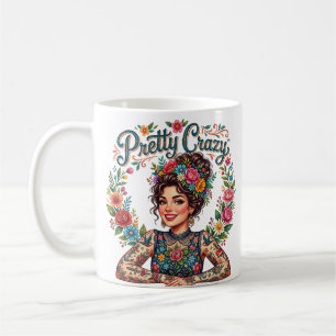 Caneca De Café Tatuagem Floral Louca e Bonita Senhora
